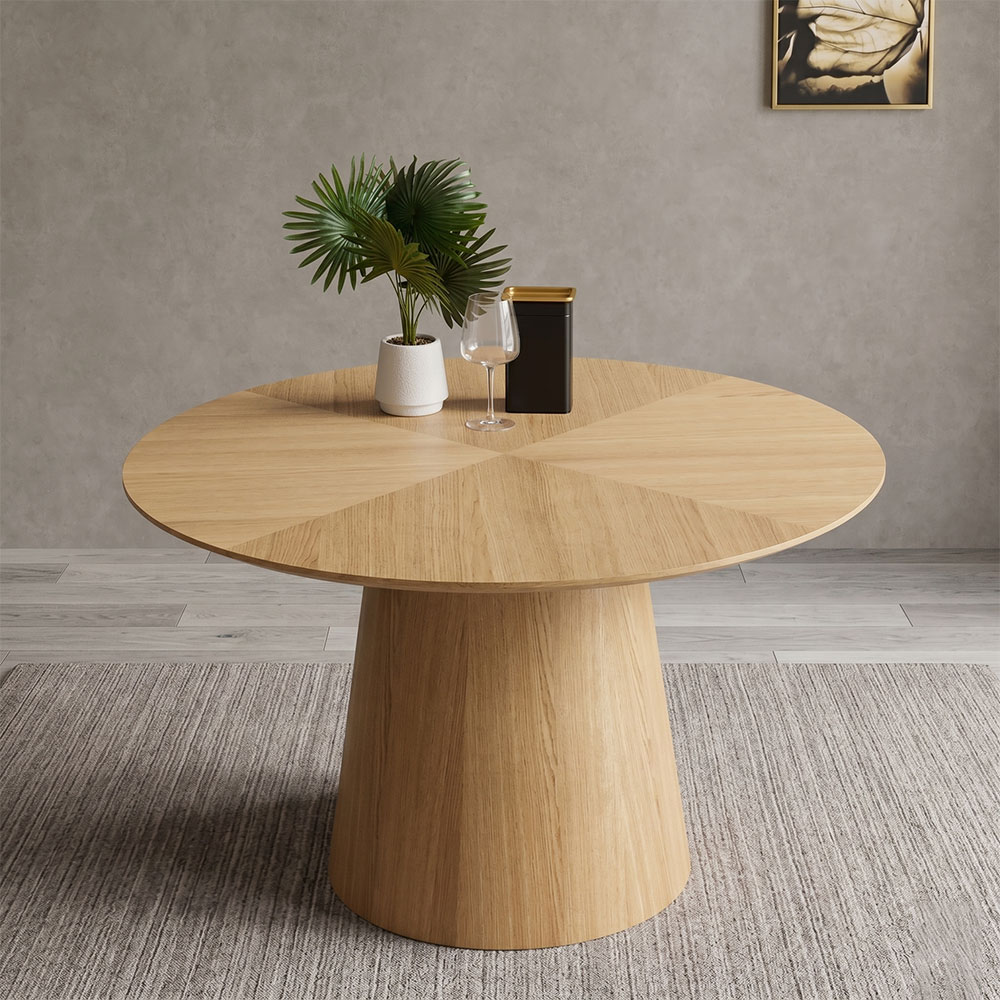 ヘリンボーン120cm幅丸形ダイニングテーブル OD13K [アウトレット:打ち傷]