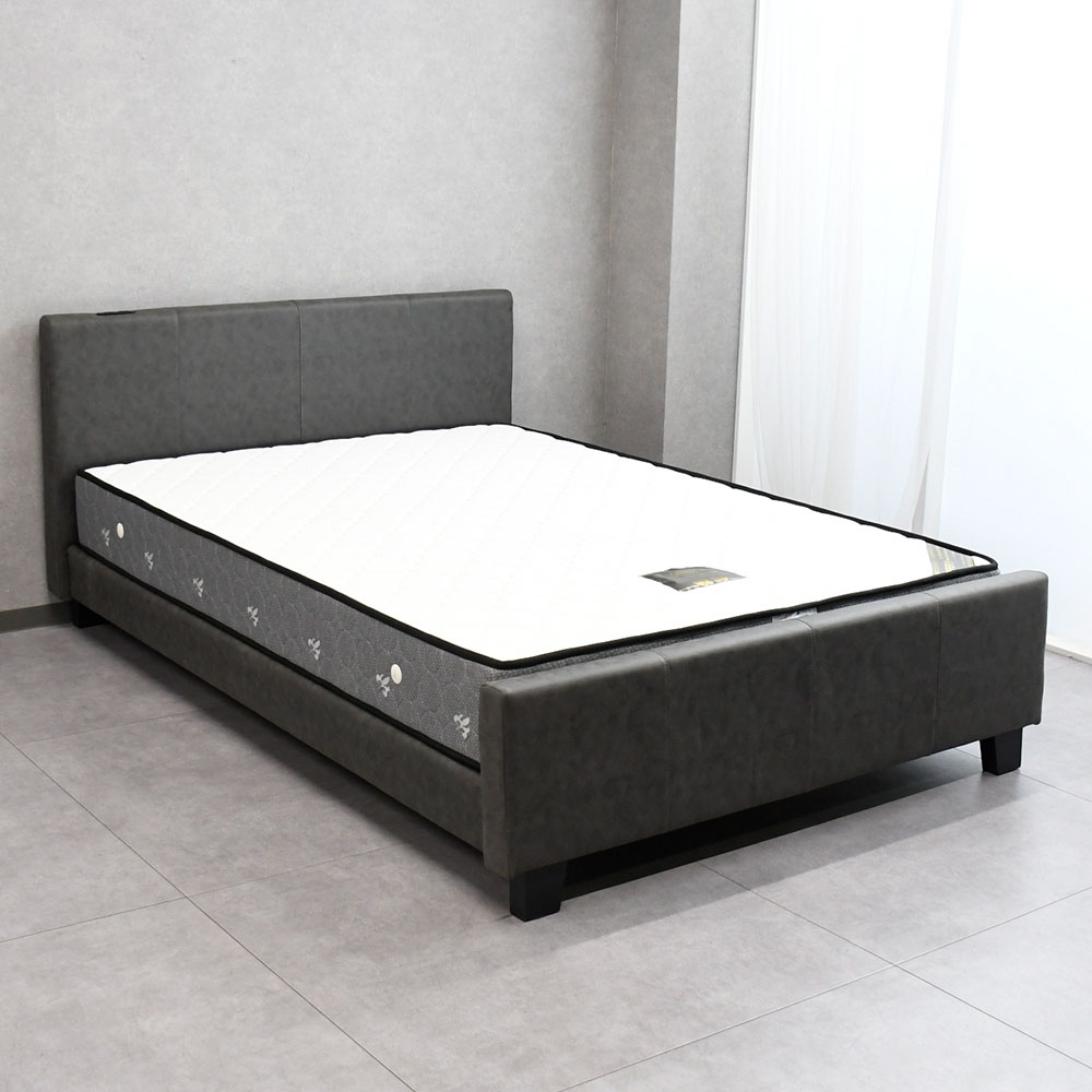 【新品アウトレット】北欧モダンデザインマットレス付きダブルベッド OJ10D