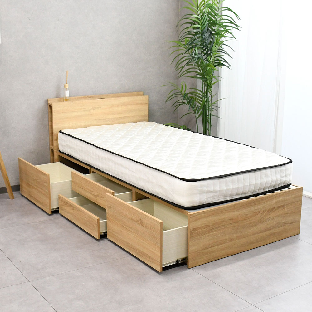 【新品アウトレット】タンスいらず！？ シングルチェストベッド マットレス付き OJ21F