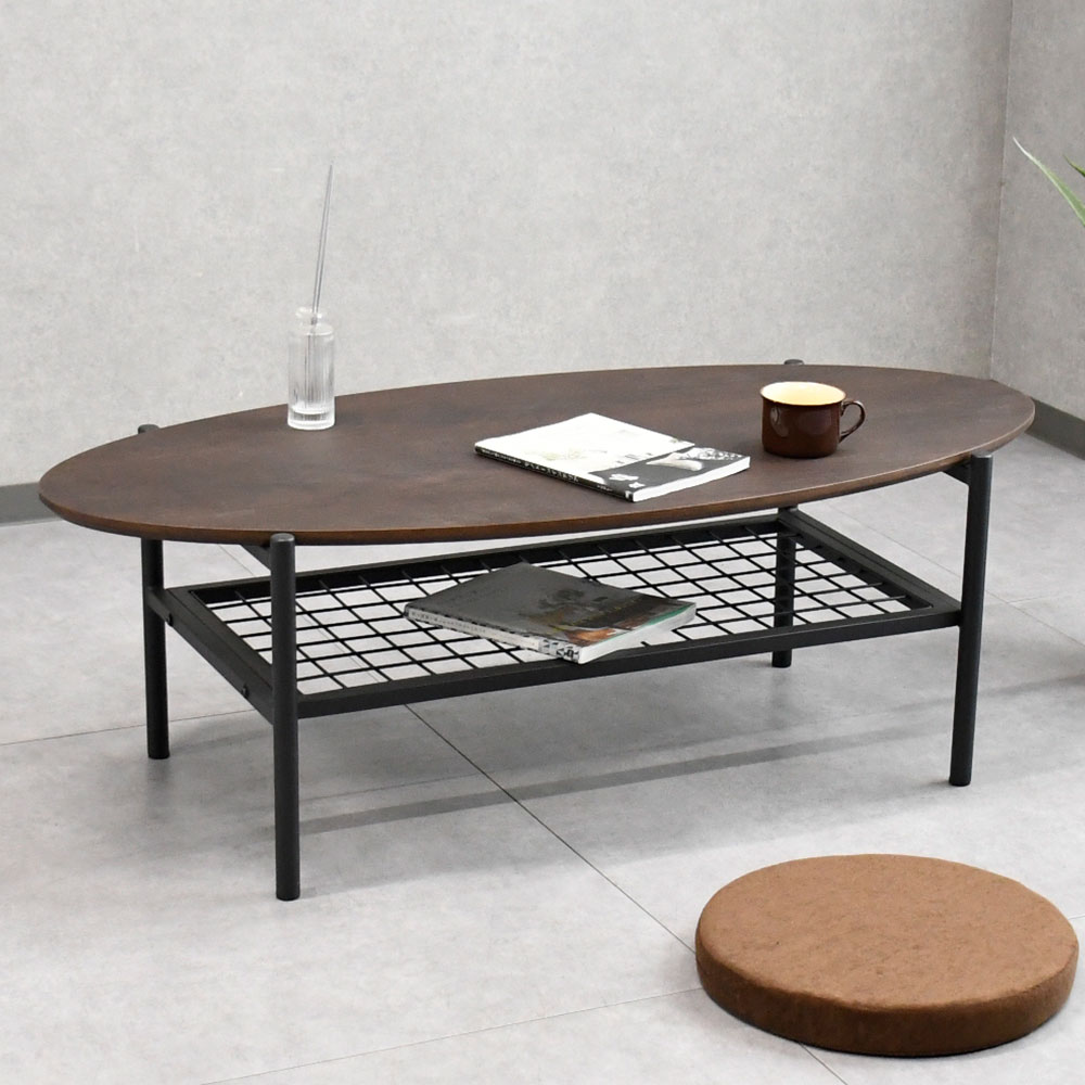 楕円形120cm幅ローテーブル 木製 OJ22F [アウトレット:撮影品]