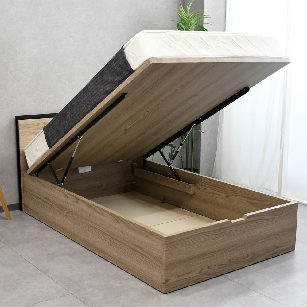 跳ね上げ式大容量シングルベッド フレームのみ セミダブル