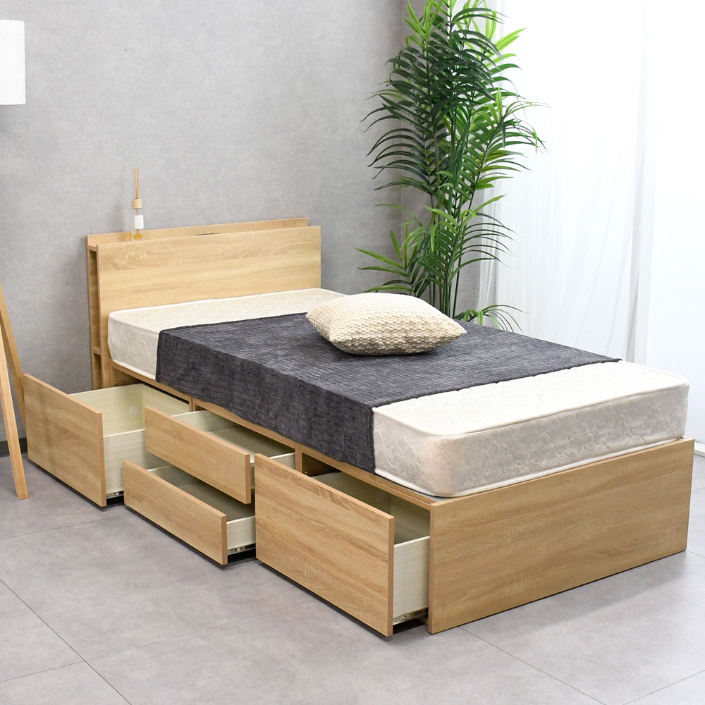 【新品アウトレット】タンスいらずのベッド！？大容量収納シングルベッド チェストベッド OJ6B