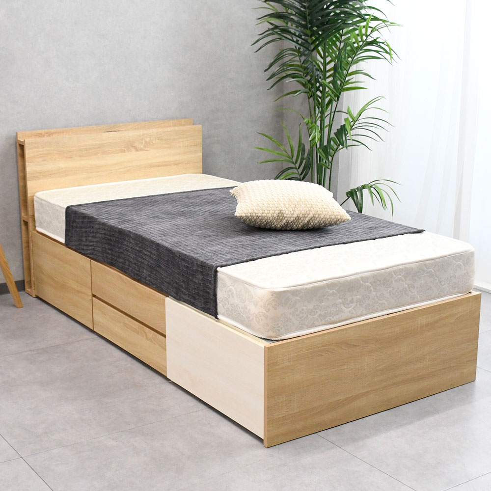 【新品アウトレット】  タンスいらずのベッド！？収納チェストシングルベッド フレームのみ OJ7A