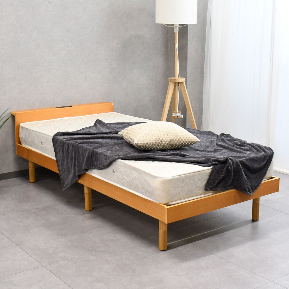 【新品アウトレット】宮コンセント付きシングルすのこベッド OJ7F