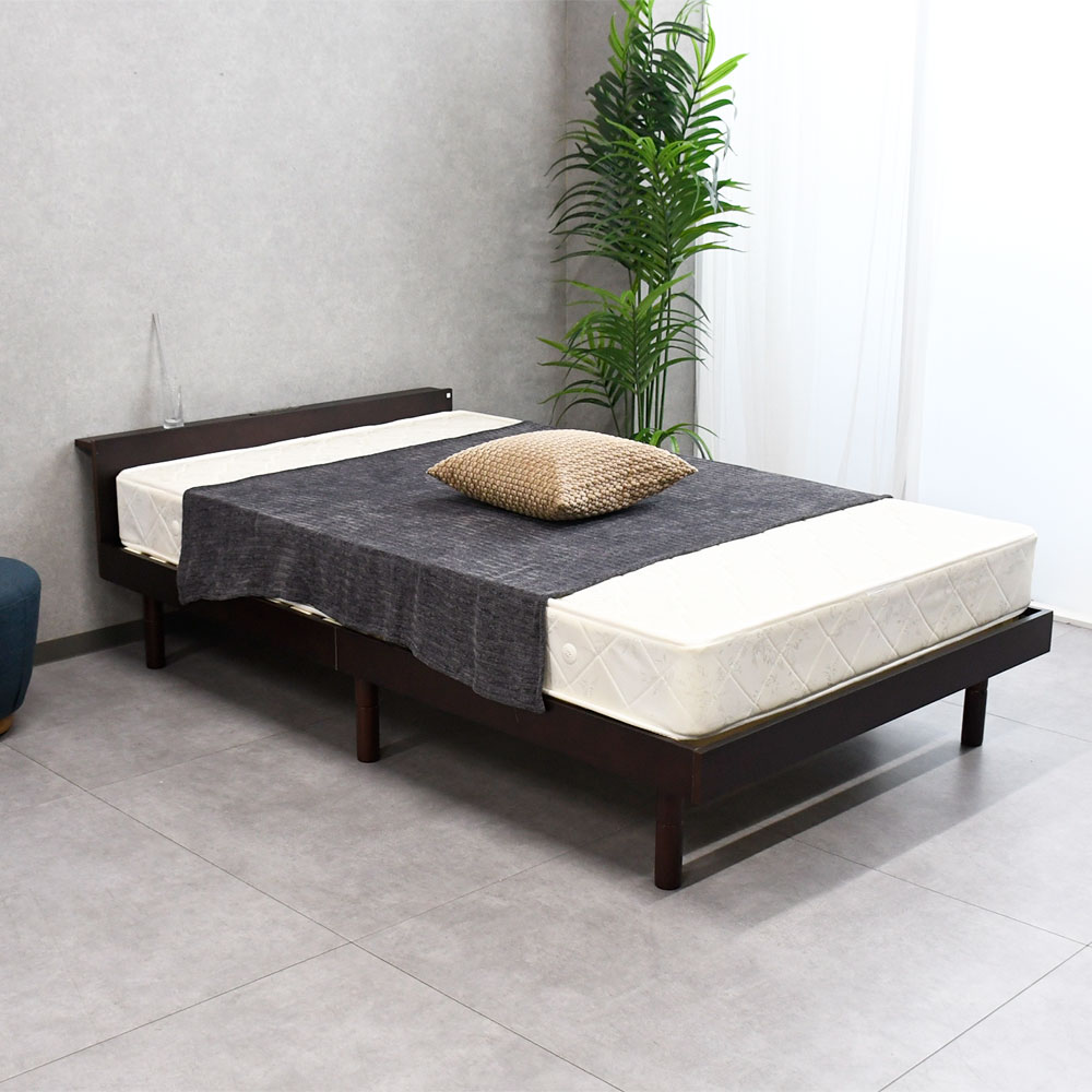 【新品アウトレット】宮コンセント付きセミダブルすのこベッド OJ8F