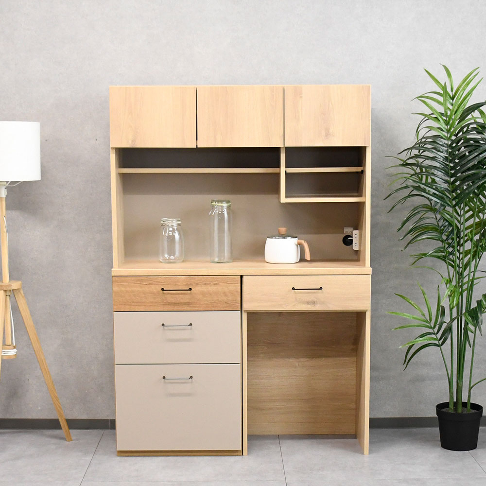 新品アウトレット】 国産半完成品120cm幅食器棚 キッチン収納 OK12C mobler