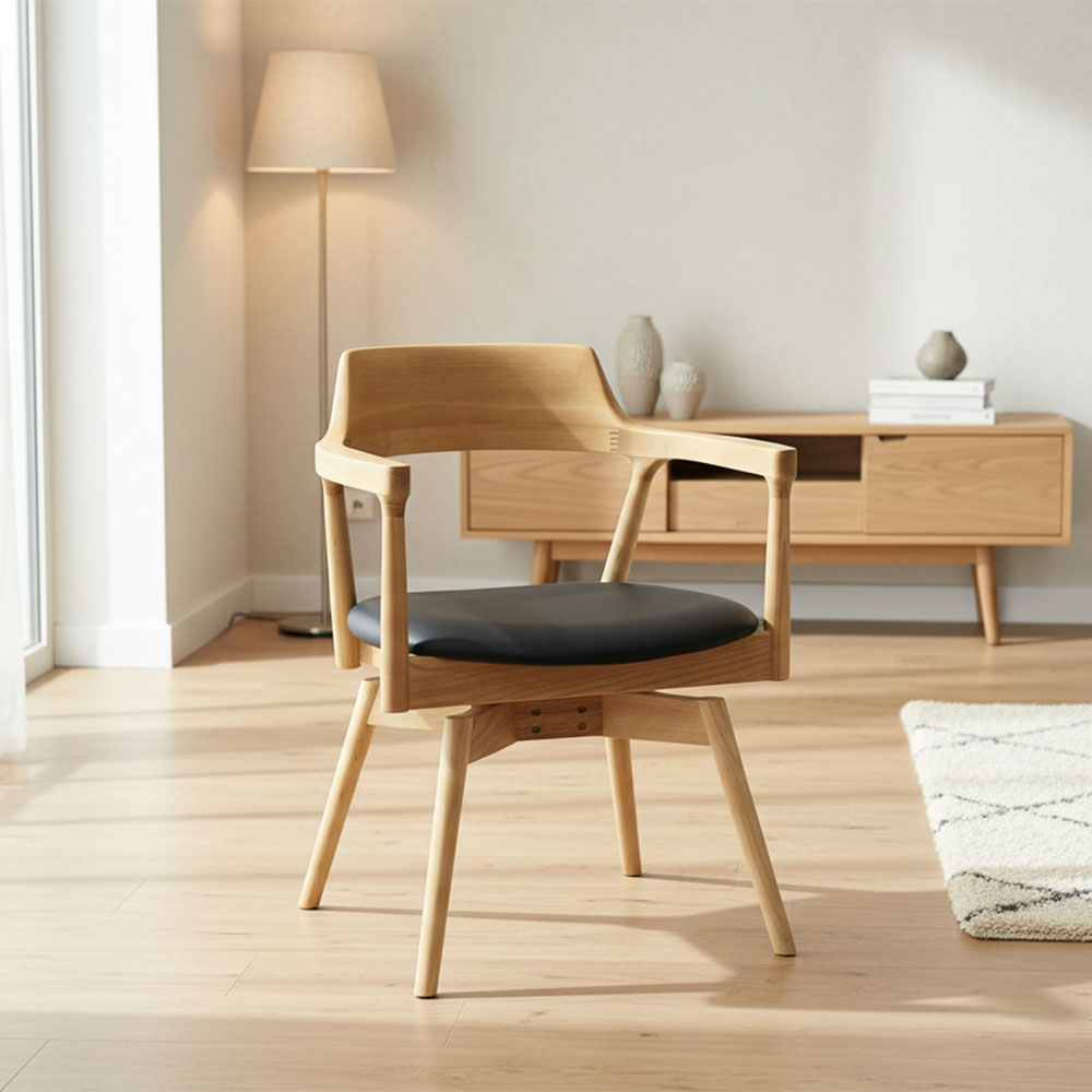 【新品アウトレット】回転無垢材北欧デザインダイニングチェア OK20A 木製