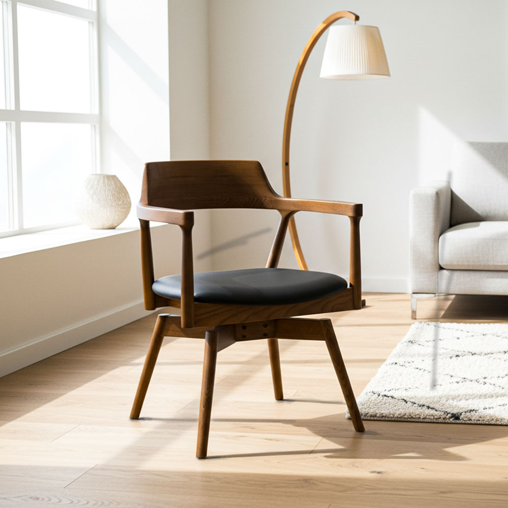 回転式 ダイニングチェア 北欧デザイン 無垢材 木製 OA27B