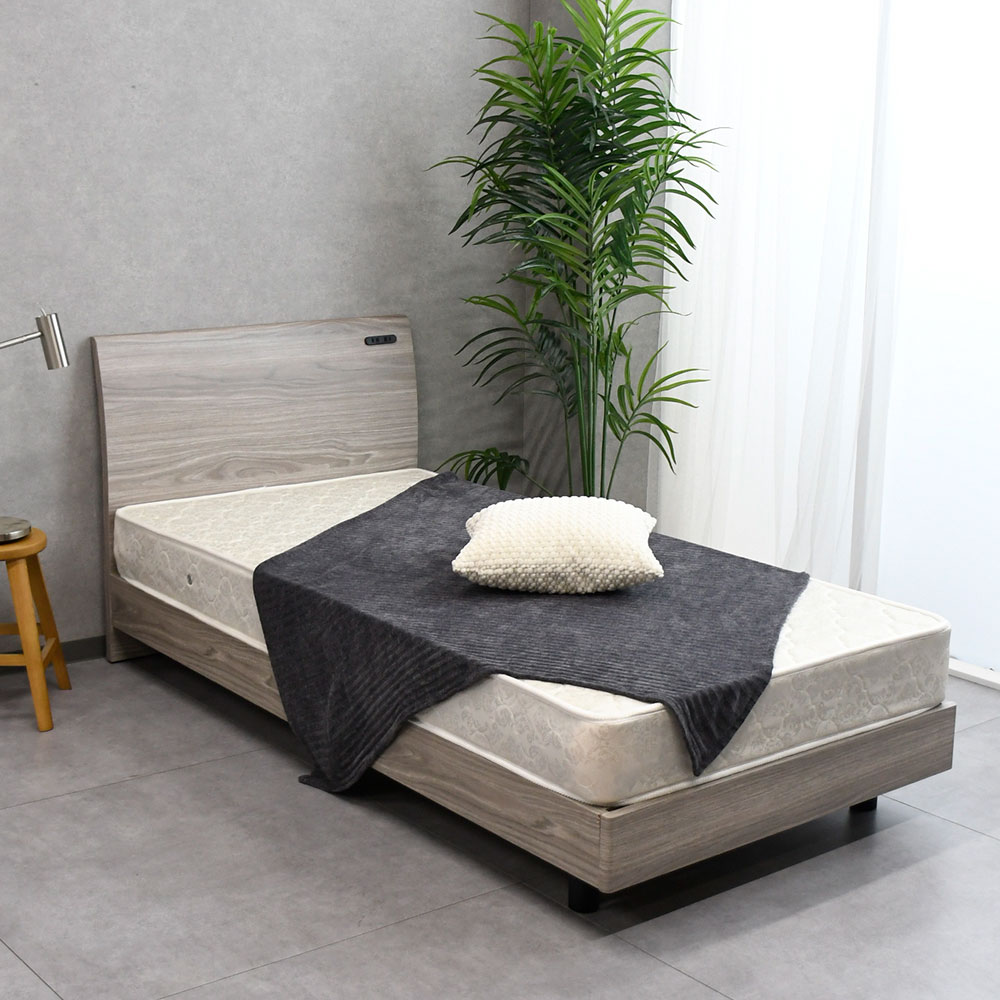 新品アウトレット】シングルベッド すのこ コンセント付き フレーム