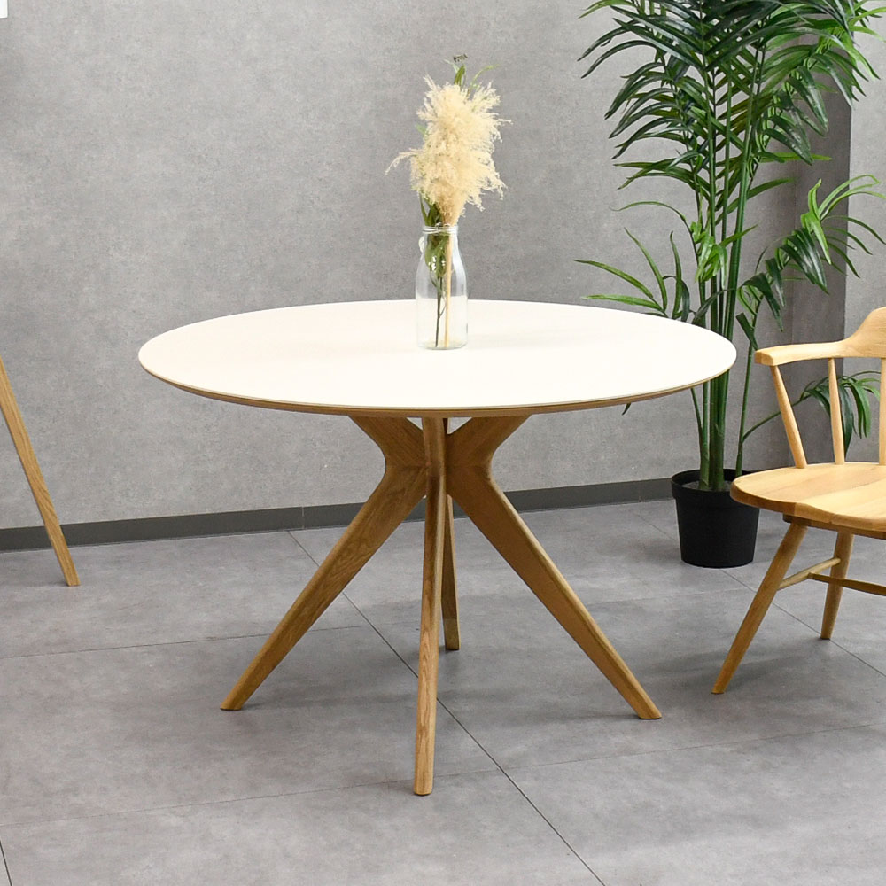 新品アウトレット】110cm幅セラミックラウンドダイニングテーブル 円形