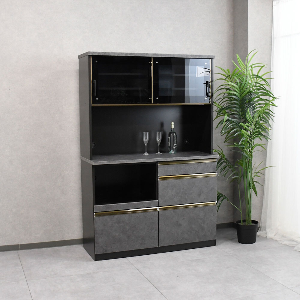 【モダンイタリアンデザイン新品アウトレット】120cm幅食器棚 キッチン収納 キッチンボード OK26G