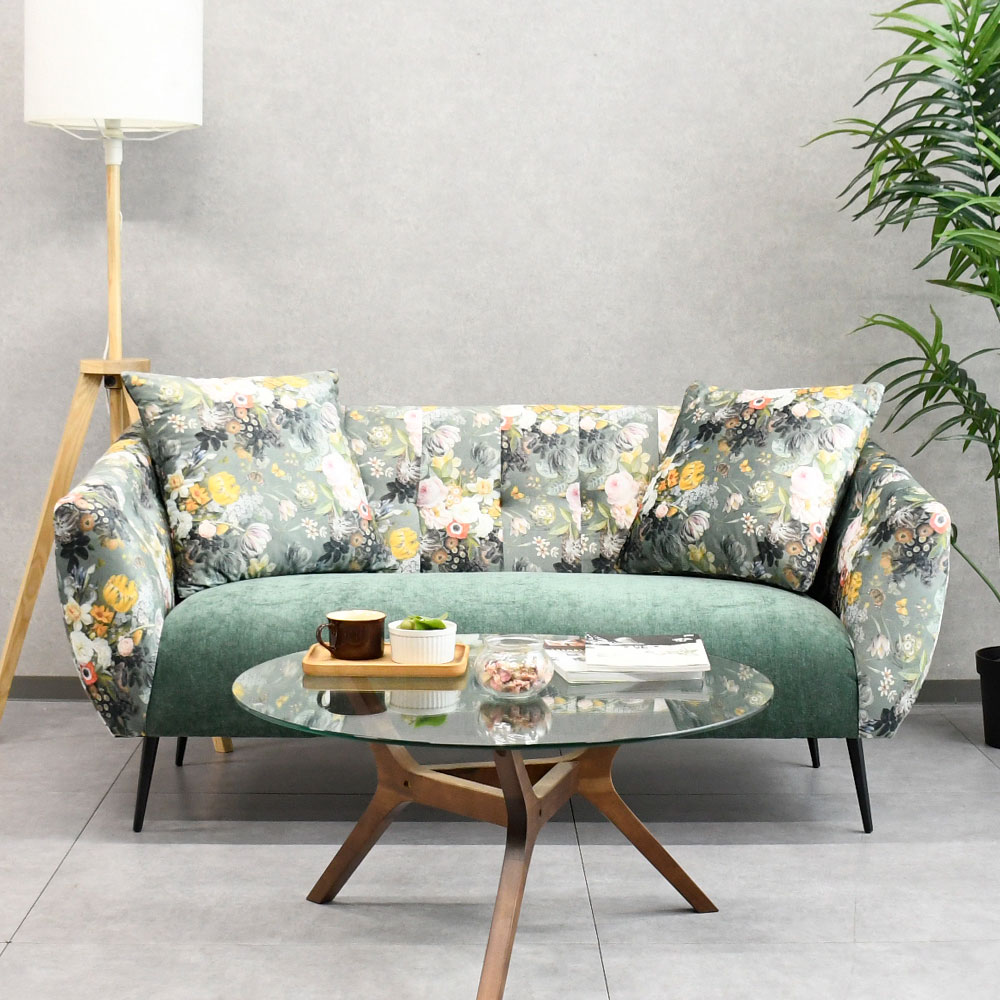 新品アウトレット】 ボタニカル 花柄二人掛けソファ OK4E mobler