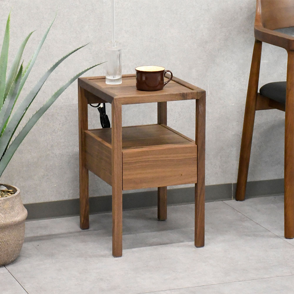 サイドテーブル　無垢 新品アウトレット】 ウォールナット無垢材 30cm幅サイドテーブル OK25G