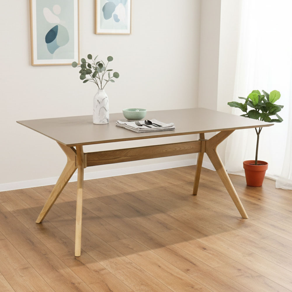 新品アウトレット】160cm幅セラミックダイニングテーブル オーク無垢材