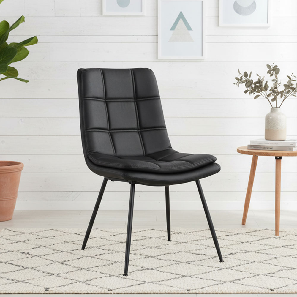 【新品アウトレット】ふっくら座面レザーファブリックダイニングチェア ブラック OL24H