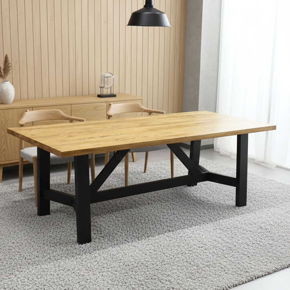 【新品アウトレット】3種類の無垢材を使用した200cm幅のダイニングテーブル OL8F