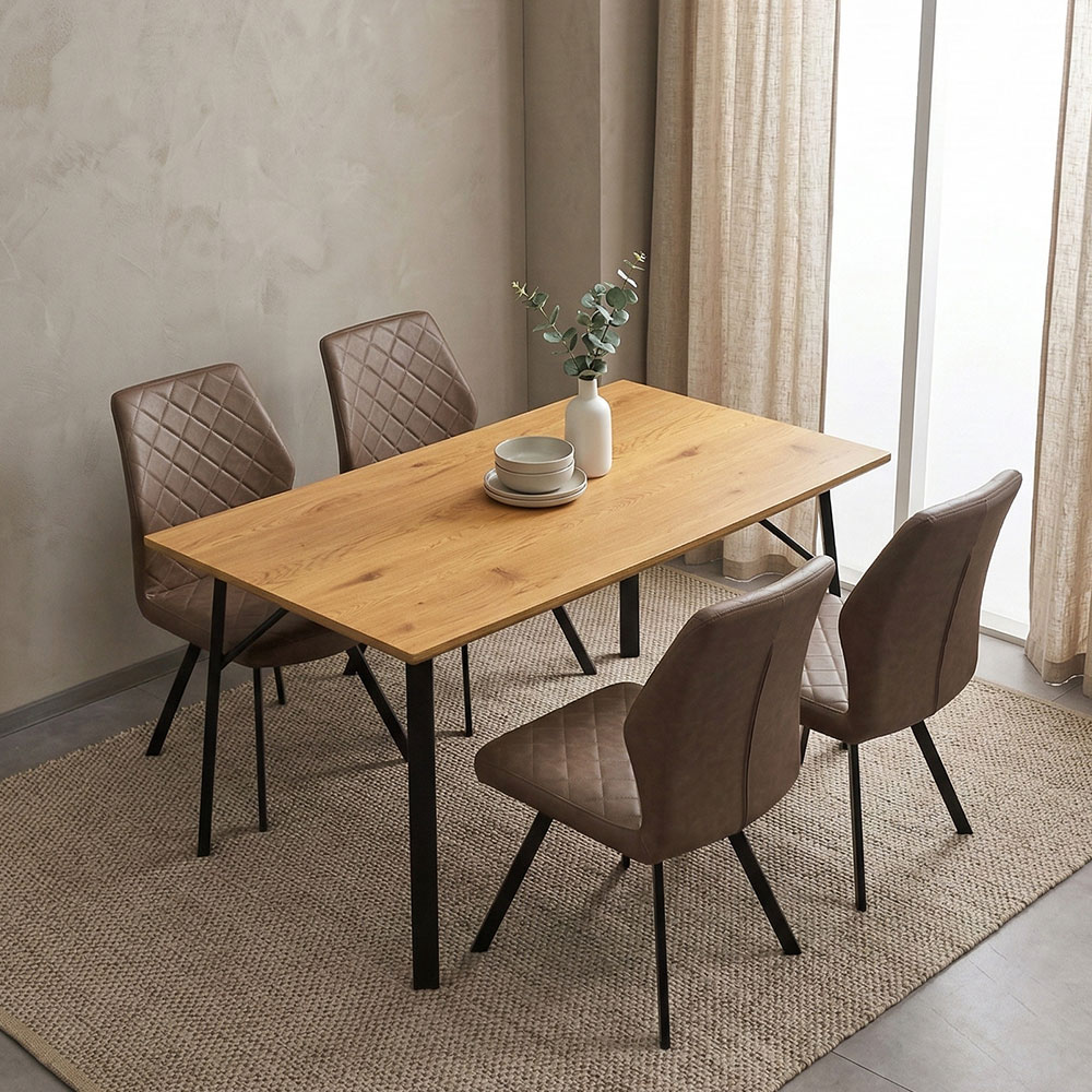 オーク調ダイニングテーブルセット 140cm幅  4人掛け