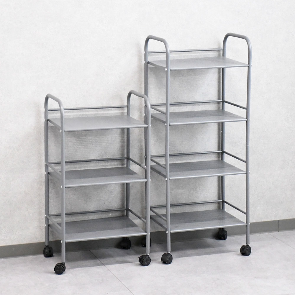 3段と4段 キャスター付きメッシュワゴン