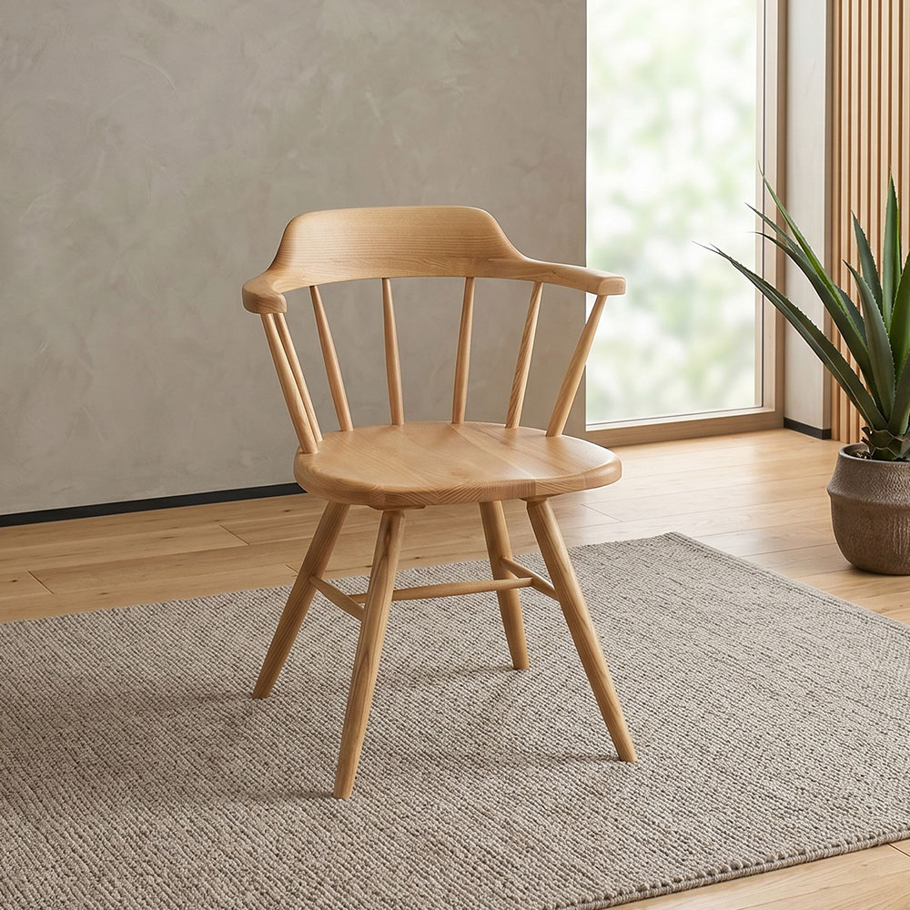 伝統的なデザイン！アッシュ無垢材を使用したダイニングチェア PF17I [アウトレット:撮影品]