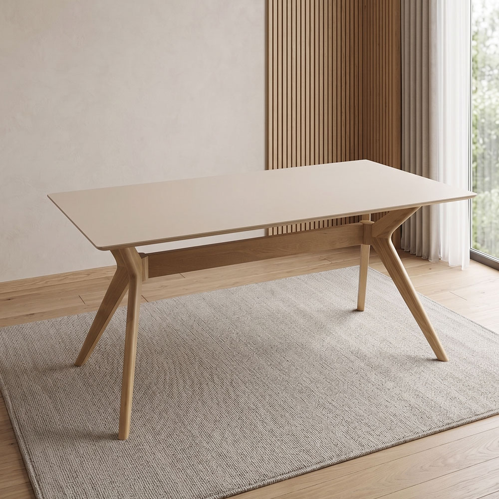 セラミック天板 オーク無垢材 150cm幅ダイニングテーブル PF17K [アウトレット:穴隠しがありません]]