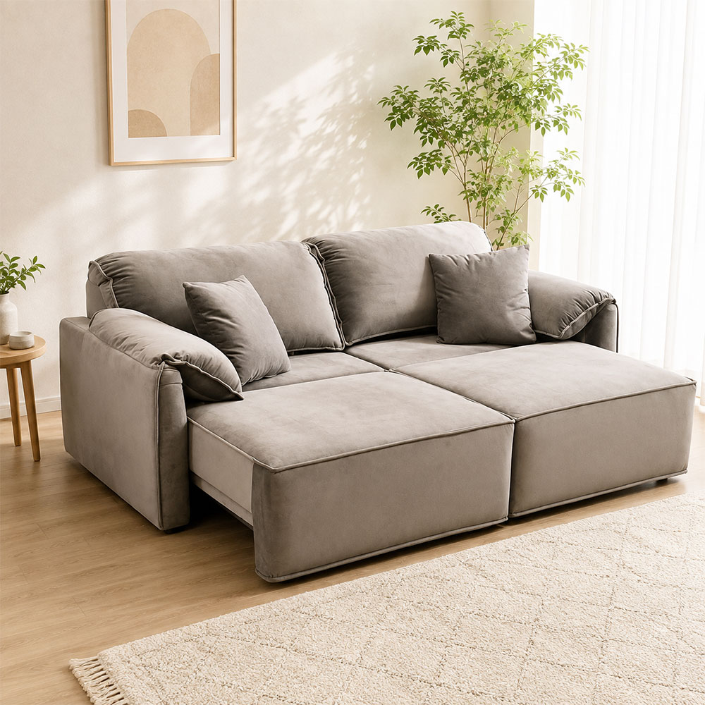 電動ソファ左右カウチ対応 ベロア調生地 3人掛け L字ソファ PH3A [アウトレット:仕様変更]