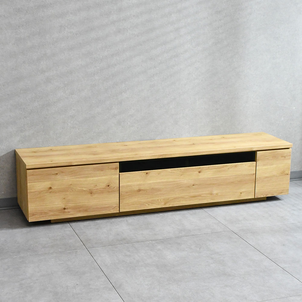 オーク調 テレビボード 幅180cm スライドレール付き引き出し コードスリット付き PJ7C [アウトレット:打ち傷があります]