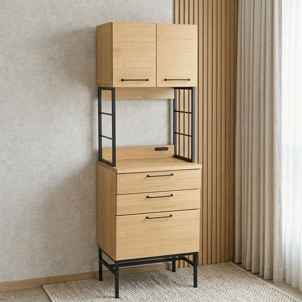 木製キッチン収納キャビネット 幅60 奥行45 高さ180cm