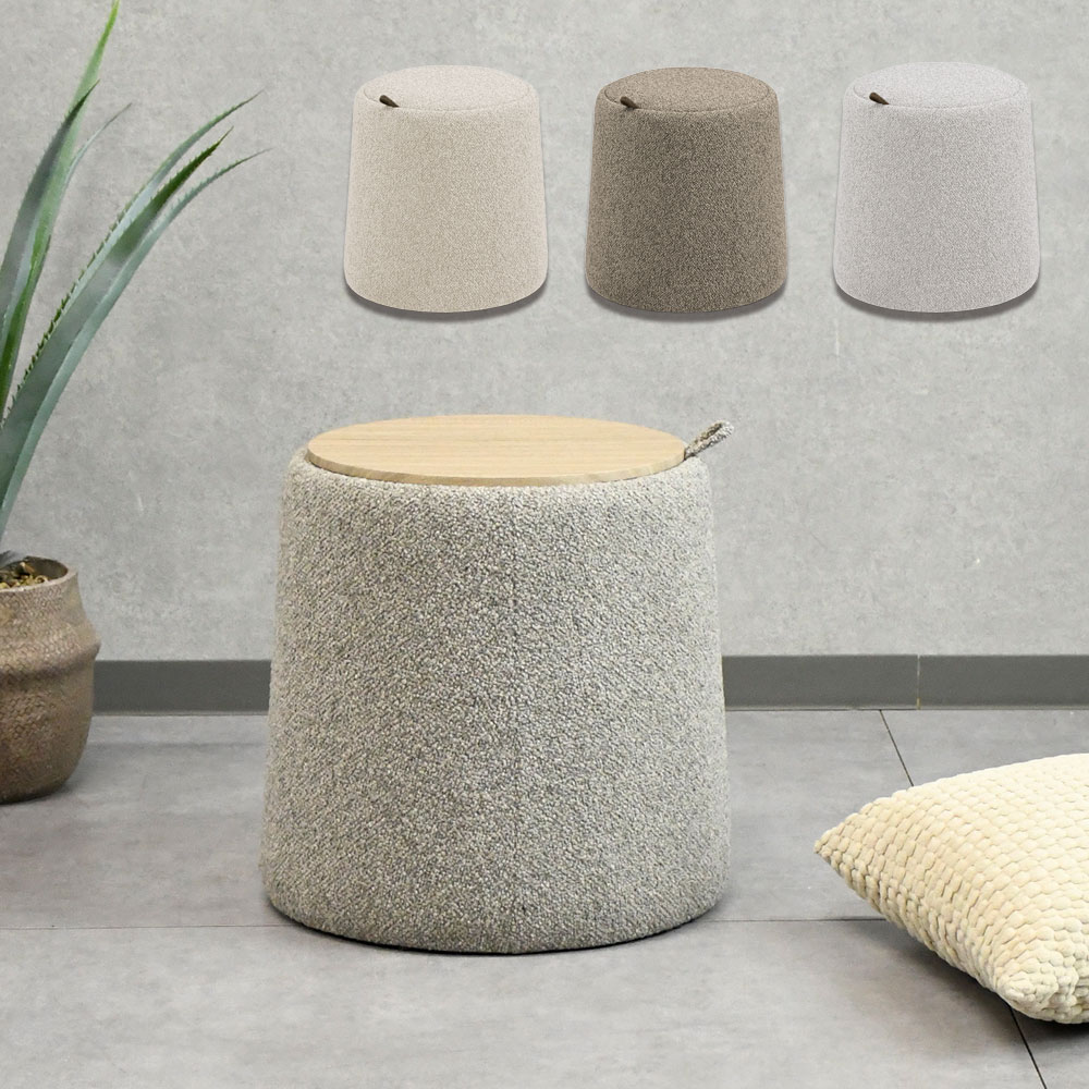 2WAY座面をひっくり返せばサイドテーブル 丸形北欧デザイン収納付き