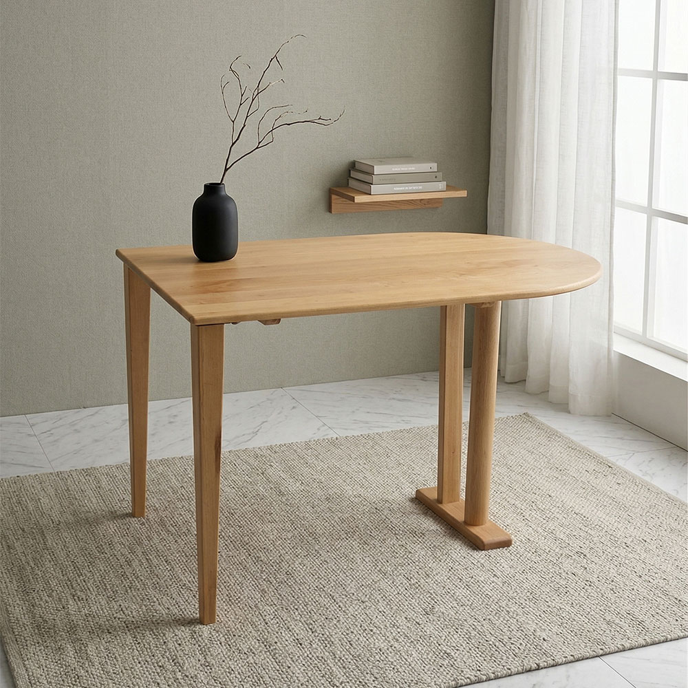 アルダー無垢 半円形115cm幅ダイニングテーブル