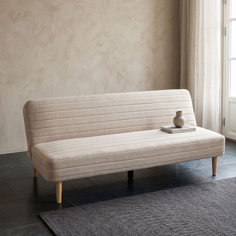 ファブリック ソファーベッド 3人掛け ベージュ 幅180cm