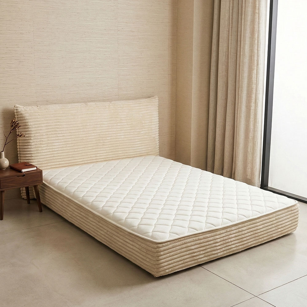圧縮梱包 コーデュロイ生地  ポケットコイル マットレス ダブル ワイド クイーン キング