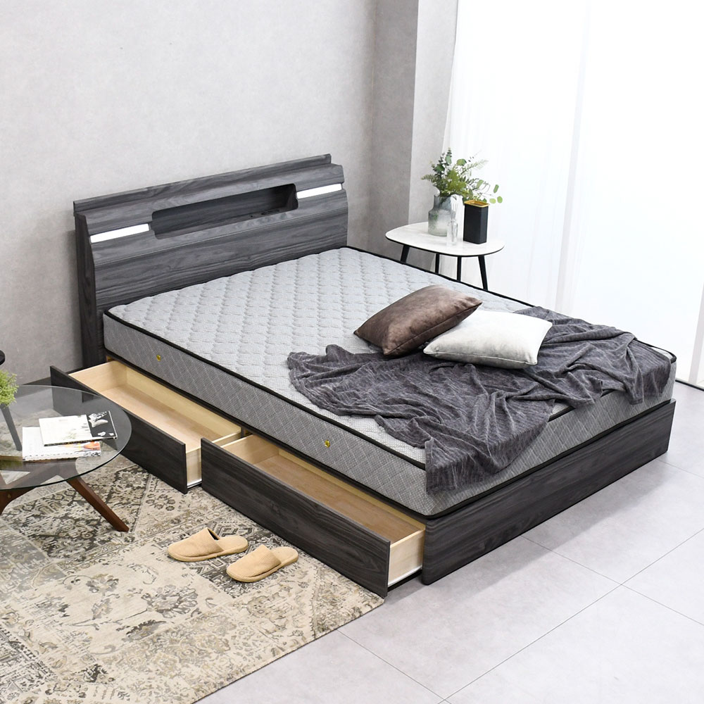 【4サイズ対応】 収納LED照明付きベッド