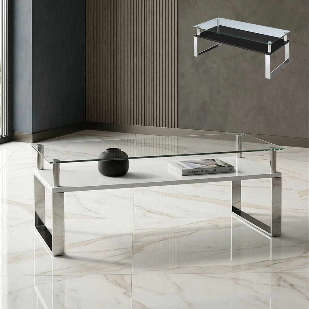 105cm幅 強化ガラスローテーブル センターテーブル