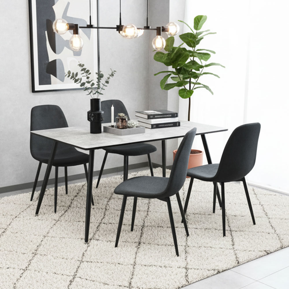 ダイニングテーブル140cm幅セット5点 4人 モルタルデザイン 