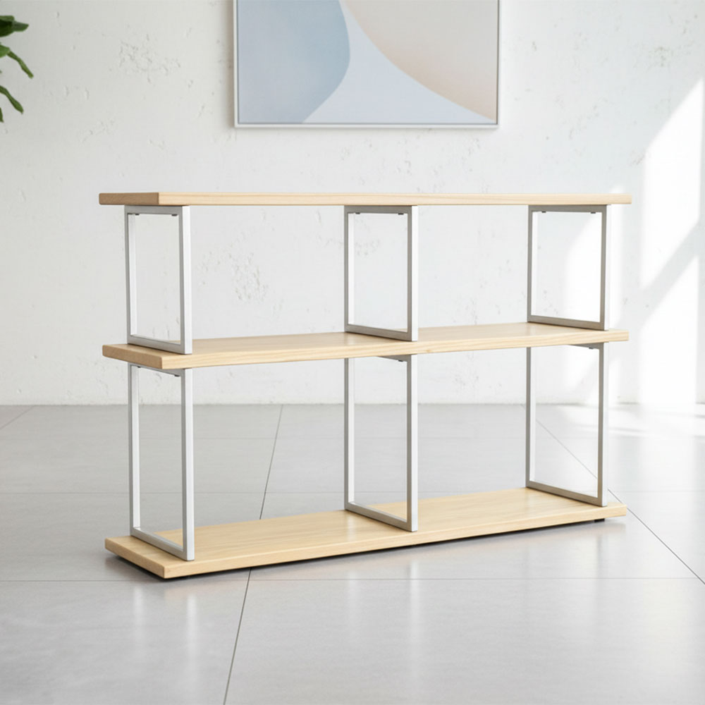 オーク突板ステンレスオープンラック シェルフ mobler