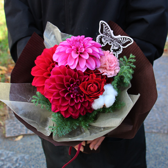 造花 ブーケ ボルドー カラー ダリア - 通販 - guianegro.com.br