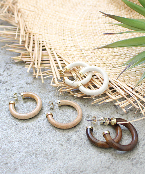 【SALE】ウッドフープピアス/3カラー
