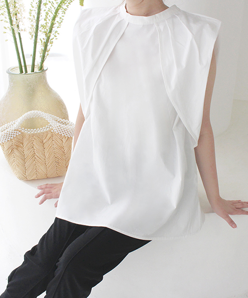 【SALE】2WAYタックスリーブノースリーブブラウス/3カラー