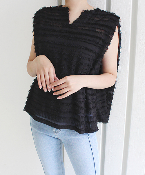 【SALE】シアージャガードバックスリットトップス/3カラー