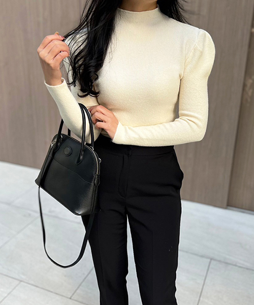 【SALE】パフショルダーニットトップス/4カラー