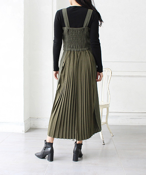machatt プリーツジャンパースカート MODE ROBE ジャンパースカート バックプリーツジャンパー