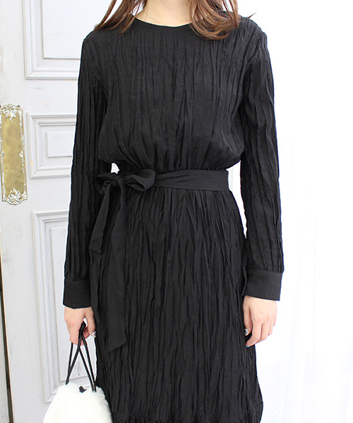 SALE】ワッシャープリーツワンピース/2カラー