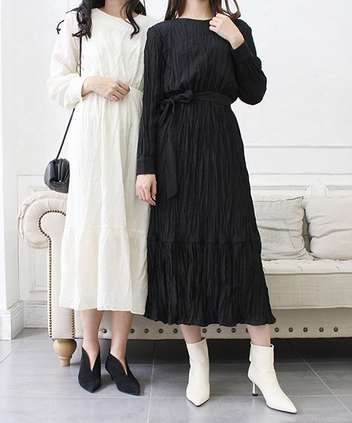 SALE】ワッシャープリーツワンピース/2カラー 