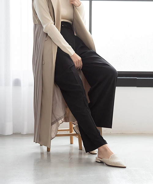 SALE】ハイウエストベルトワイドパンツ/2カラー