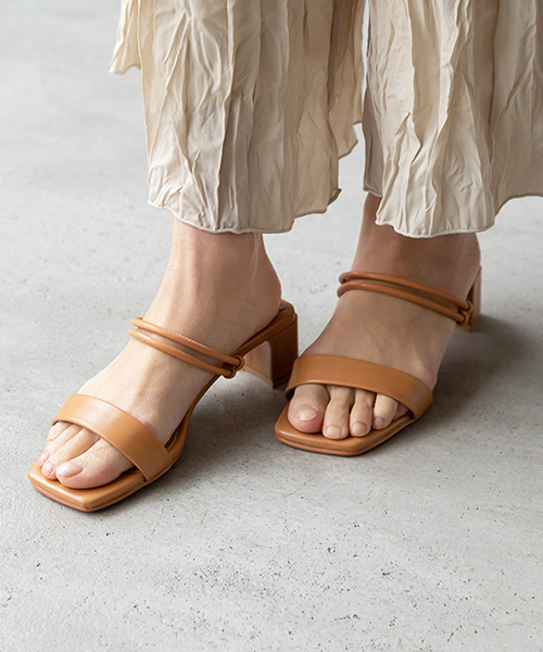 SALE】スクエアトゥダブルラインサンダル/5カラー