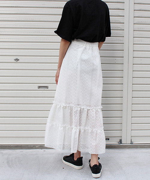 SALE】レースティアードスカート/3カラー