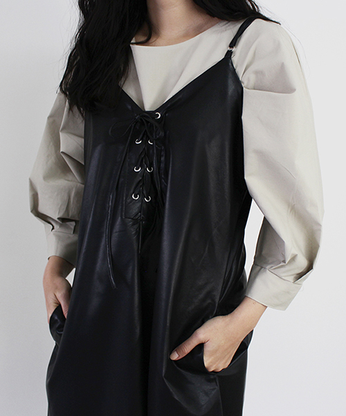 SALE】レザーキャミワンピース/2カラー