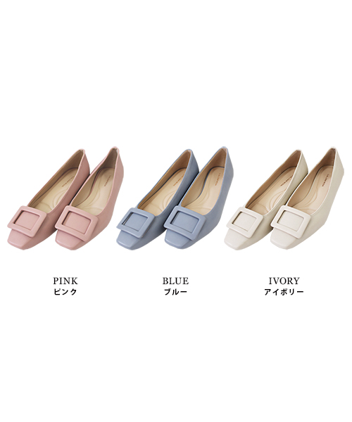 SALE】スクエアバックルパンプス/3カラー