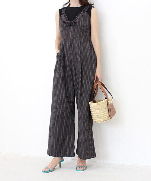 【SALE】チェックリボンロンパース/2カラー