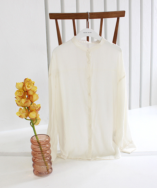 【SALE】ノーカラーシアーシャツ/1カラー